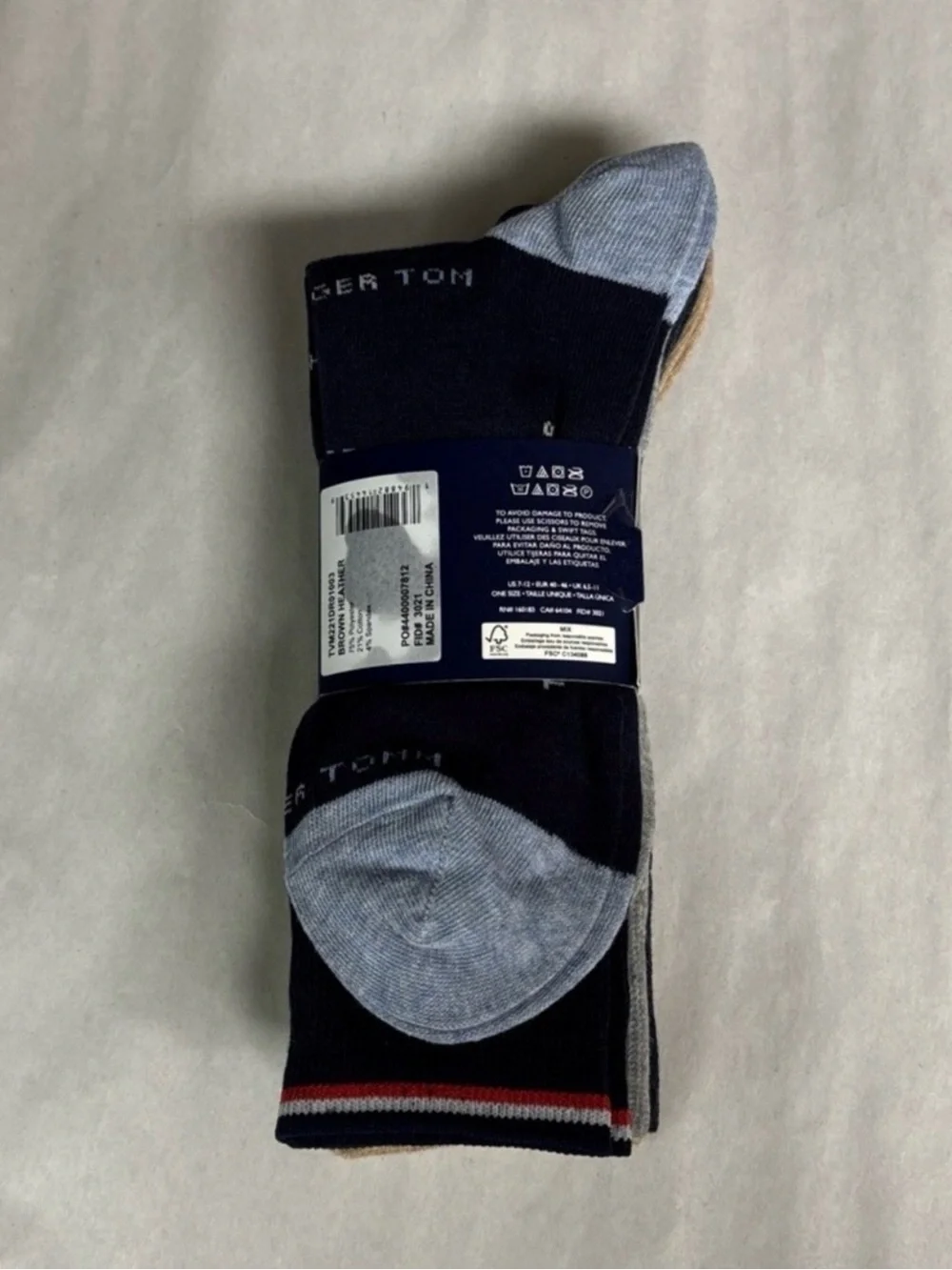 New Tommy Hilfiger Socks Men’s 4 Pair Multicolor Dress Crew Sock Casual Preppy